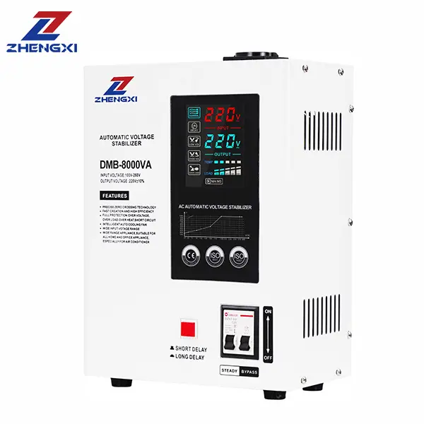 Wall-mounted TMB voltage stabilizer installed in a residential setting