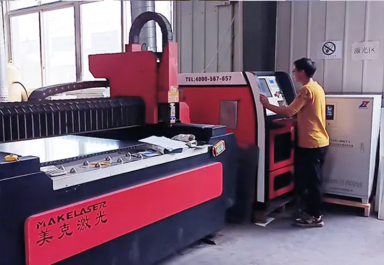 Servo stabilizer installed in industrial workshop to protect CNC machine
